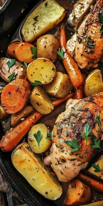 Slow Cooker Garlic Butter Chicken and Veggies