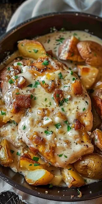 Slow Cooker Garlic Parmesan Chicken and Potatoes