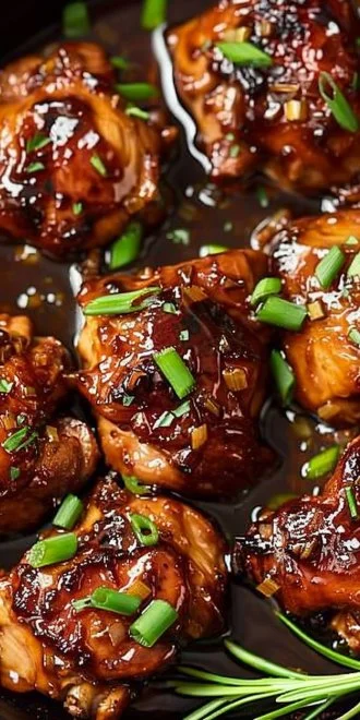 Delicious slow cooker honey garlic chicken served with rice and vegetables