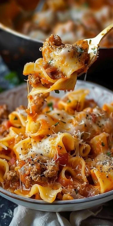 Delicious Slow Cooker Million Dollar Pasta topped with cheese and herbs