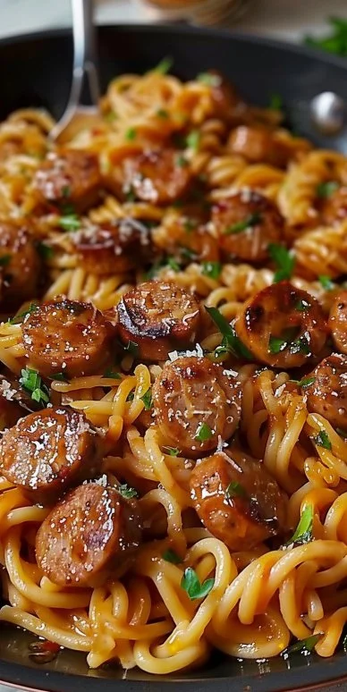 Sticky Honey Garlic Sausage Pasta Skillet: A Flavorful One-Pan Wonder