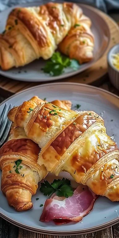 Baked Ham and Cheese Croissants