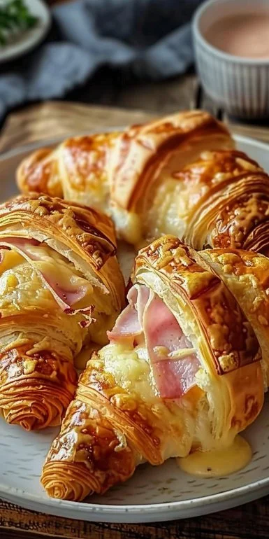 Baked Ham and Cheese Croissants
