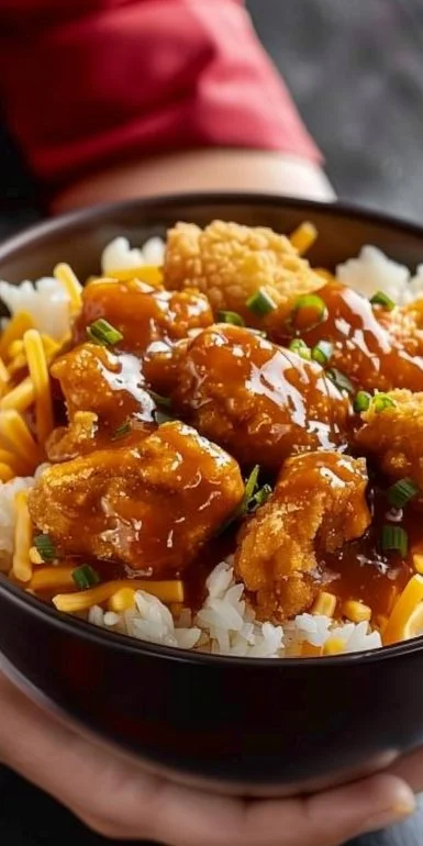 Delicious homemade Copycat KFC Bowls featuring chicken, mashed potatoes, and corn.