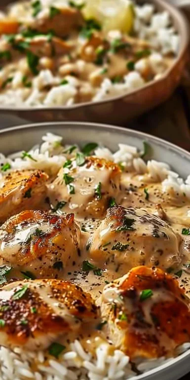 Creamy Smothered Chicken and Rice