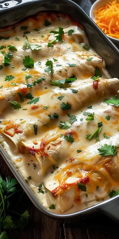 Creamy White Chicken Enchiladas