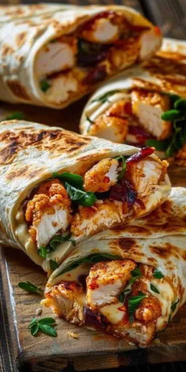 Crispy air fryer chicken and mozzarella wraps on a plate