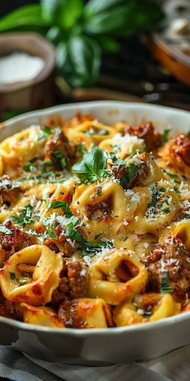 Easy Baked Tortellini Beefy Cheesy Amazing Casserole