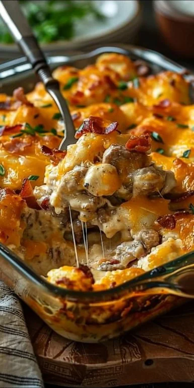 Easy Chicken Beef Bacon Ranch Casserole