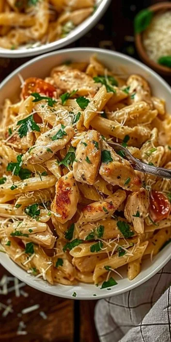 Healthy Garlic Parmesan Chicken Pasta
