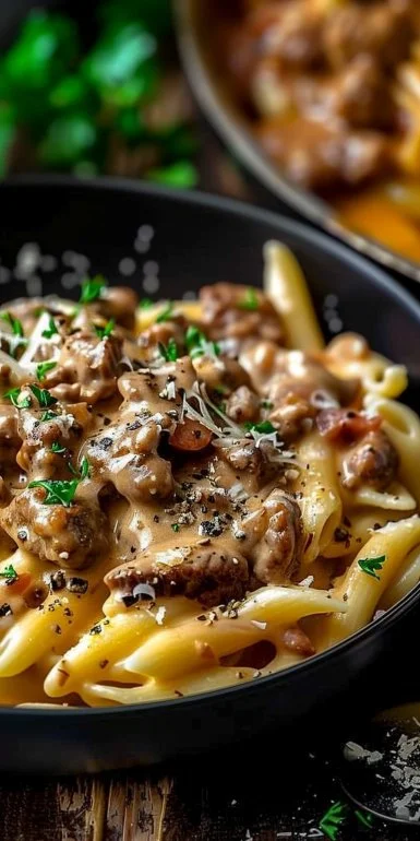 High Protein Creamy Beef Pasta