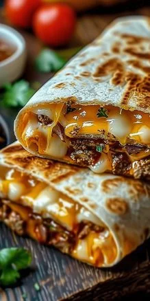 Irresistible grilled cheese burrito with gooey cheese and crispy exterior