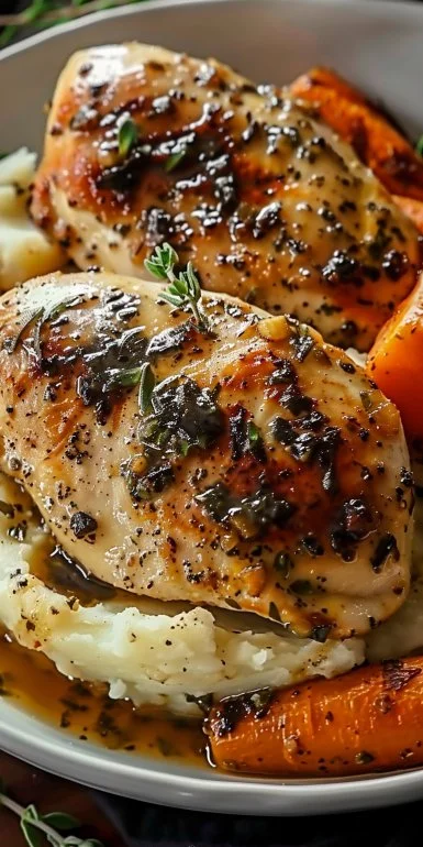Make Garlic Herb Chicken with Mashed Potatoes and Glazed Carrots Tonight!