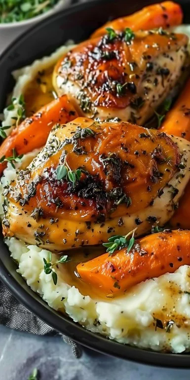 Make Garlic Herb Chicken with Mashed Potatoes and Glazed Carrots Tonight!