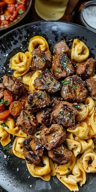 One-Pan Cowboy Butter Tortellini with Steak Bites Recipe