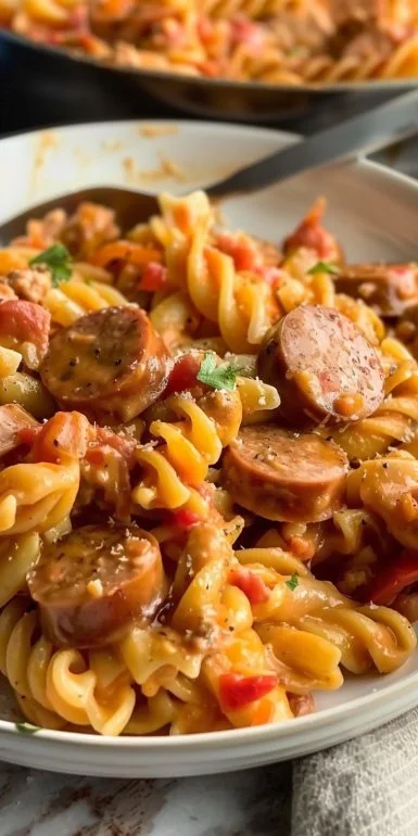 One Pot Creamy Cajun Sausage Pasta