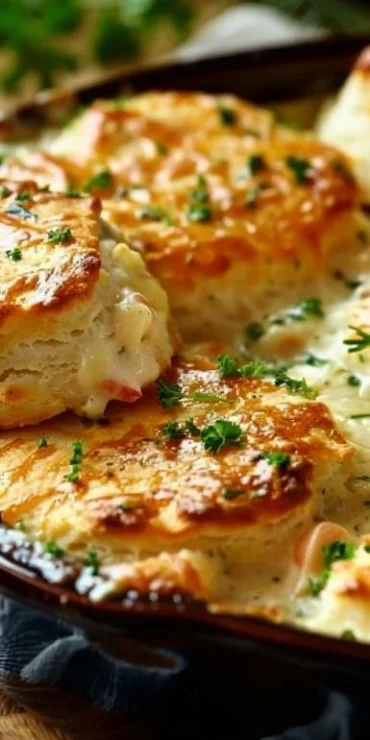Delicious Red Lobster Biscuit Chicken Pot Pie with flaky crust and savory filling