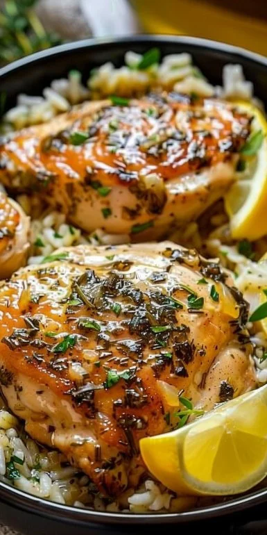Slow Cooker Lemon Herb Chicken and Rice