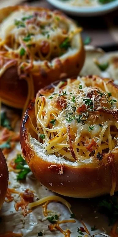 Spaghetti Garlic Bread Bowls 6 Spaghetti Garlic Bread Bowls