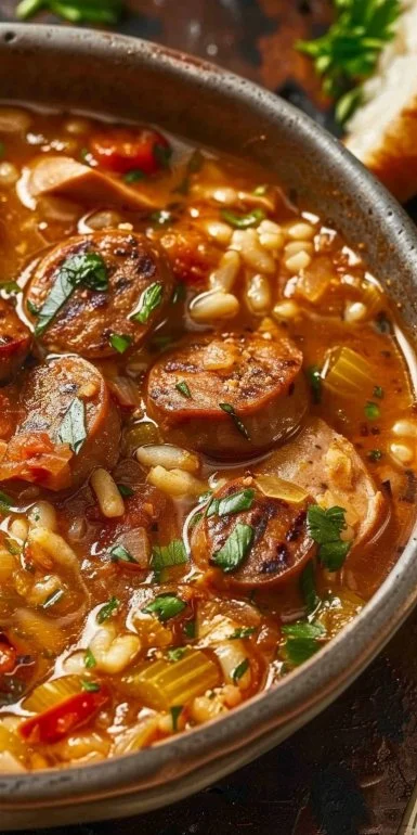 Spicy Jambalaya Soup with Andouille Sausage and Chicken Recipe 5 Spicy Jambalaya Soup with Andouille Sausage and Chicken Recipe