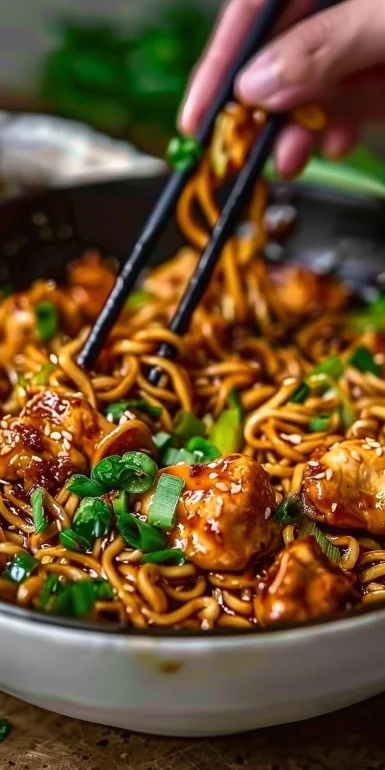 Sticky Garlic Chicken Noodles