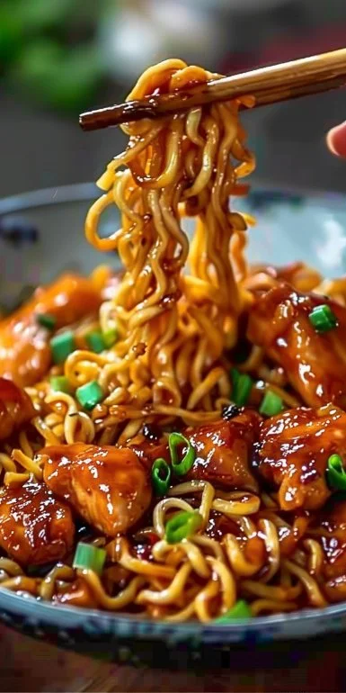 Sticky Garlic Chicken Noodles